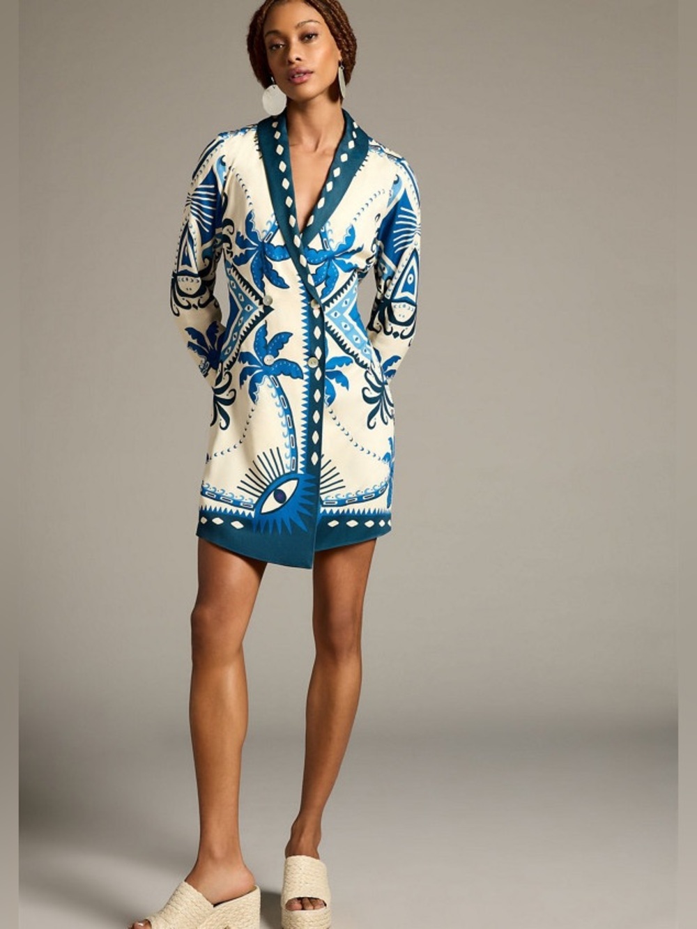 Farm Rio Long-Sleeve Blazer Dress